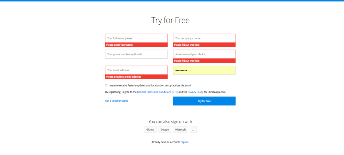Phrase sign up | Phrase