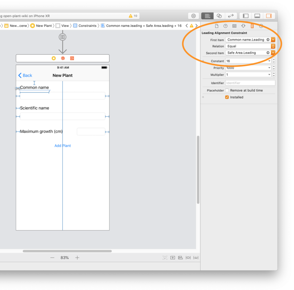 Leading alignment constraint menu | Phrase