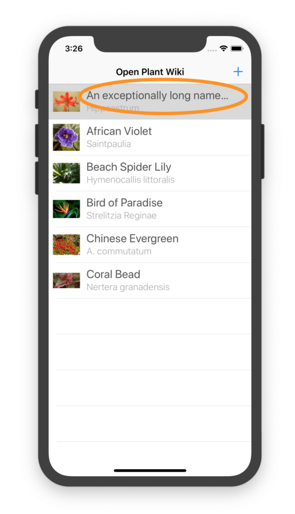 Long name in demo app that gets cut off | Phrase