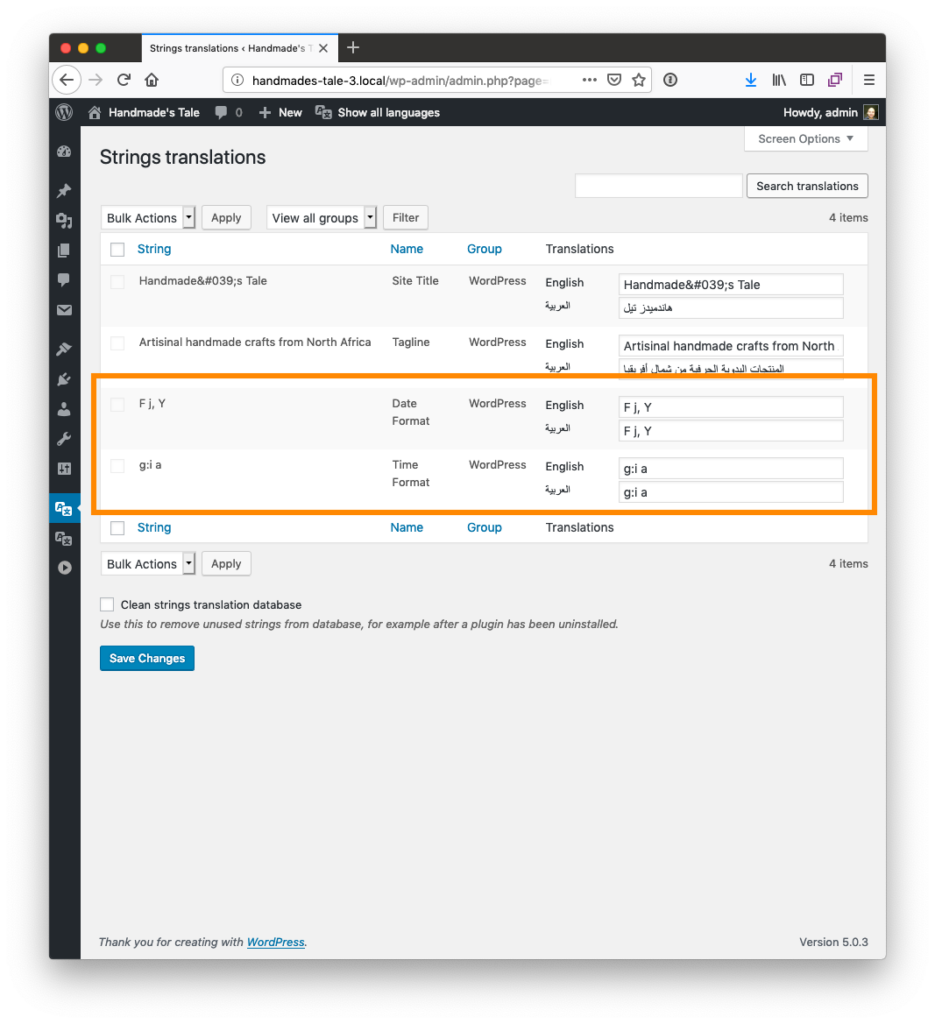 String translations menu per format | Phrase