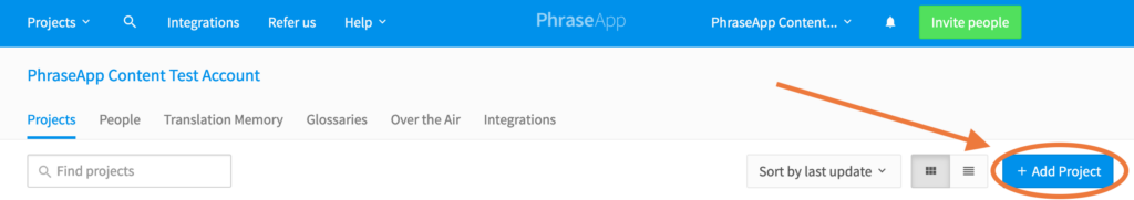 Adding a new project in Phrase | Phrase