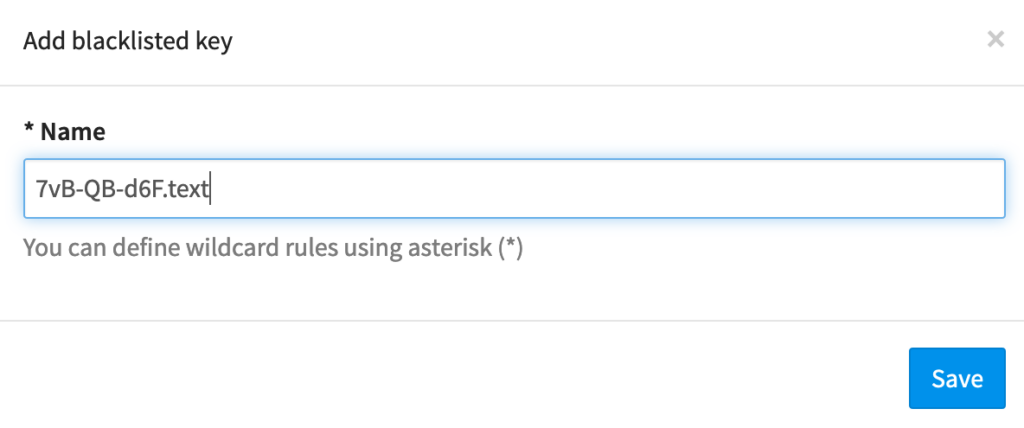 Adding blacklisted key | Phrase