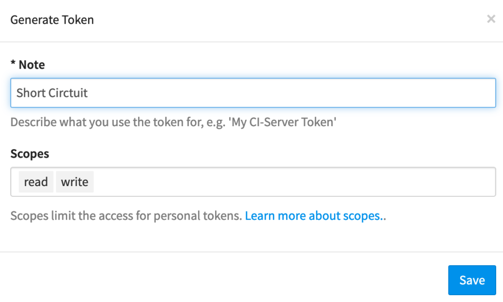 Generate Token dialog | Phrase
