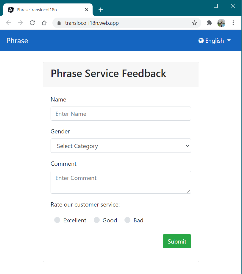 Finished demo app | Phrase