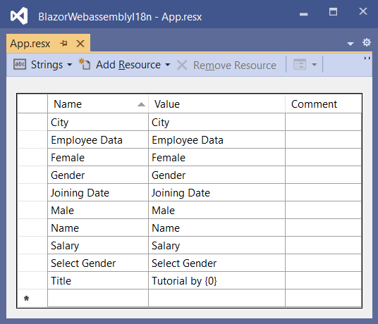 The App.resx is the default resource file for our app | Phrase