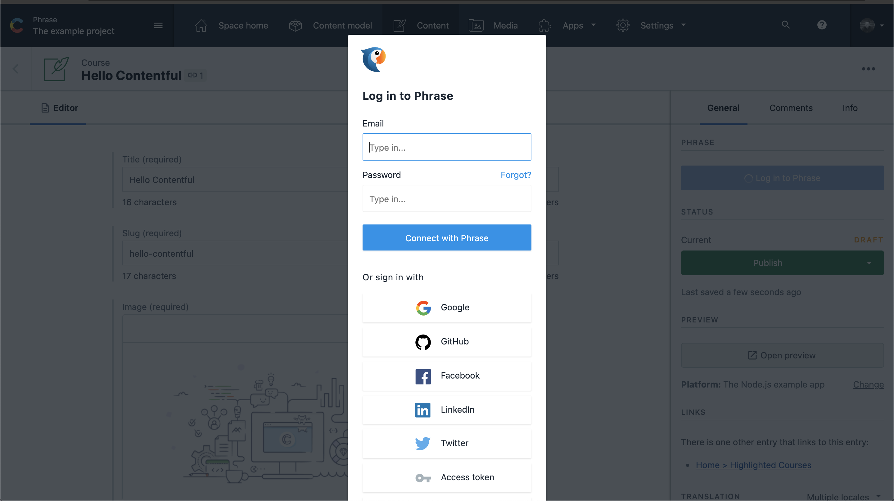 Login screen in Phrase | Phrase