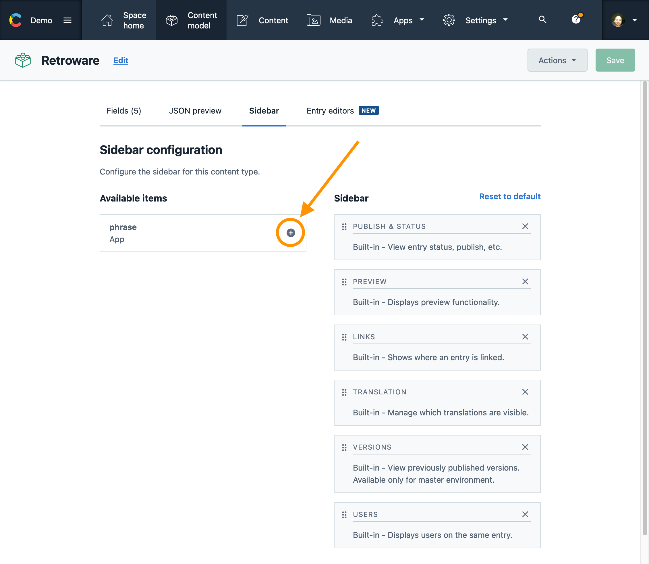 Configuring sidebar | Phrase