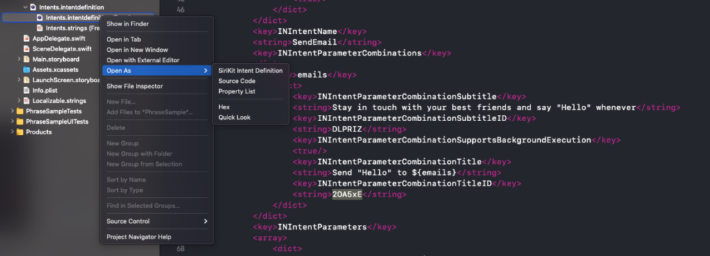 Opening the definition file manually in Sirikit | Phrase