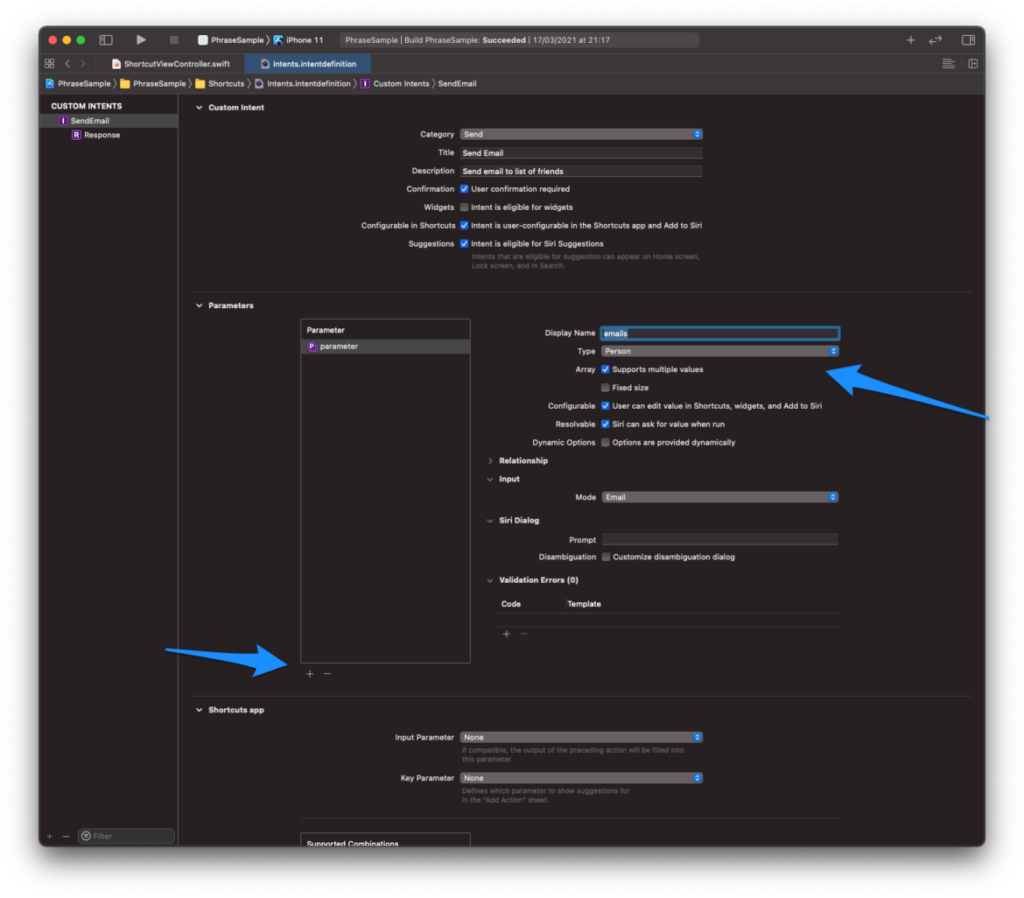 sirikit add parameter | Phrase