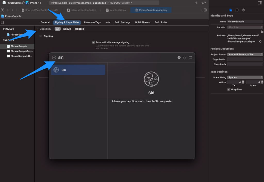 Adding Siri capabilities | Phrase