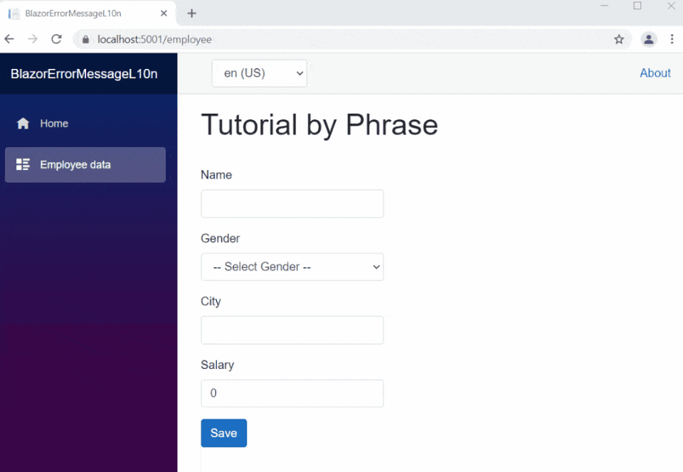 Finished demo app | Phrase