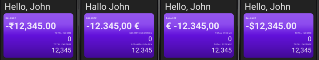 Demo app with currency formatting | Phrase