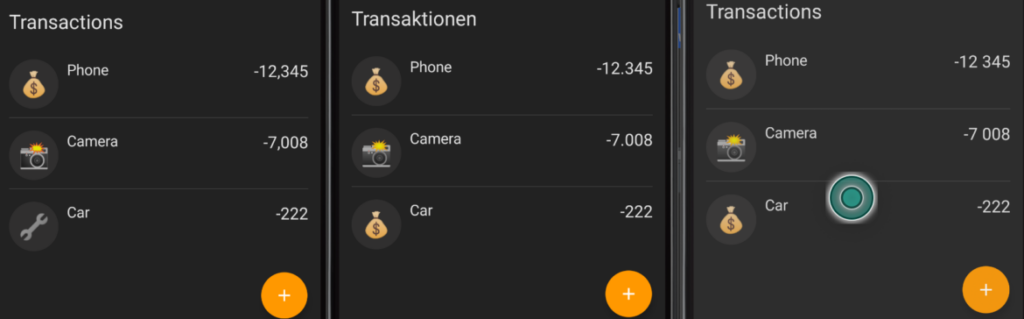 Demo app with formatted numbers | Phrase