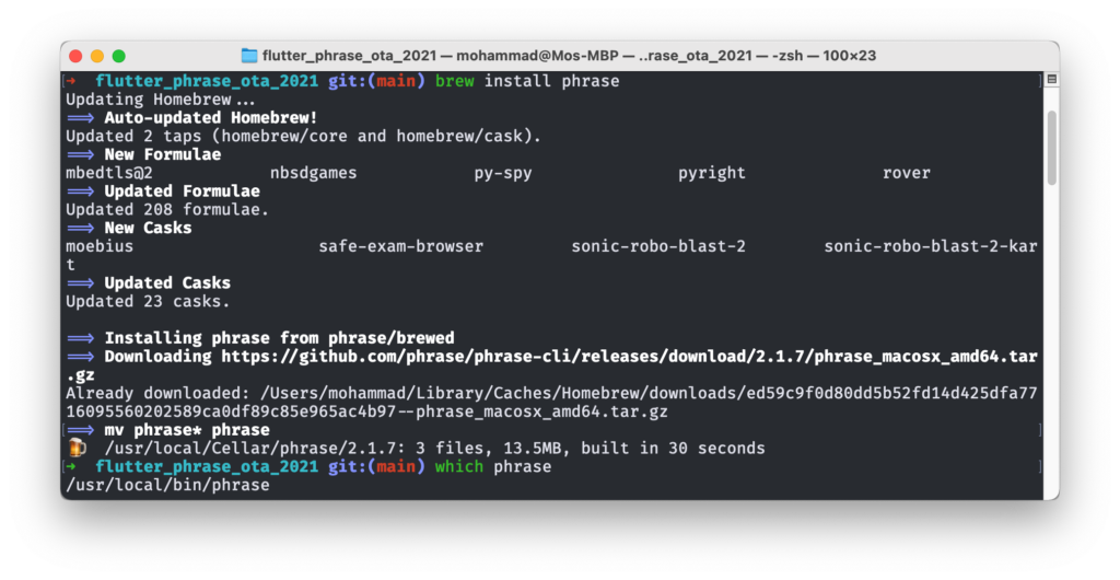 Configuration réussie du CLI | Phrase