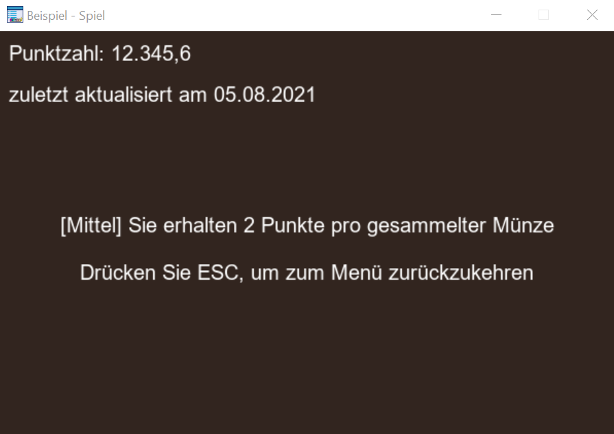 Game UI in German