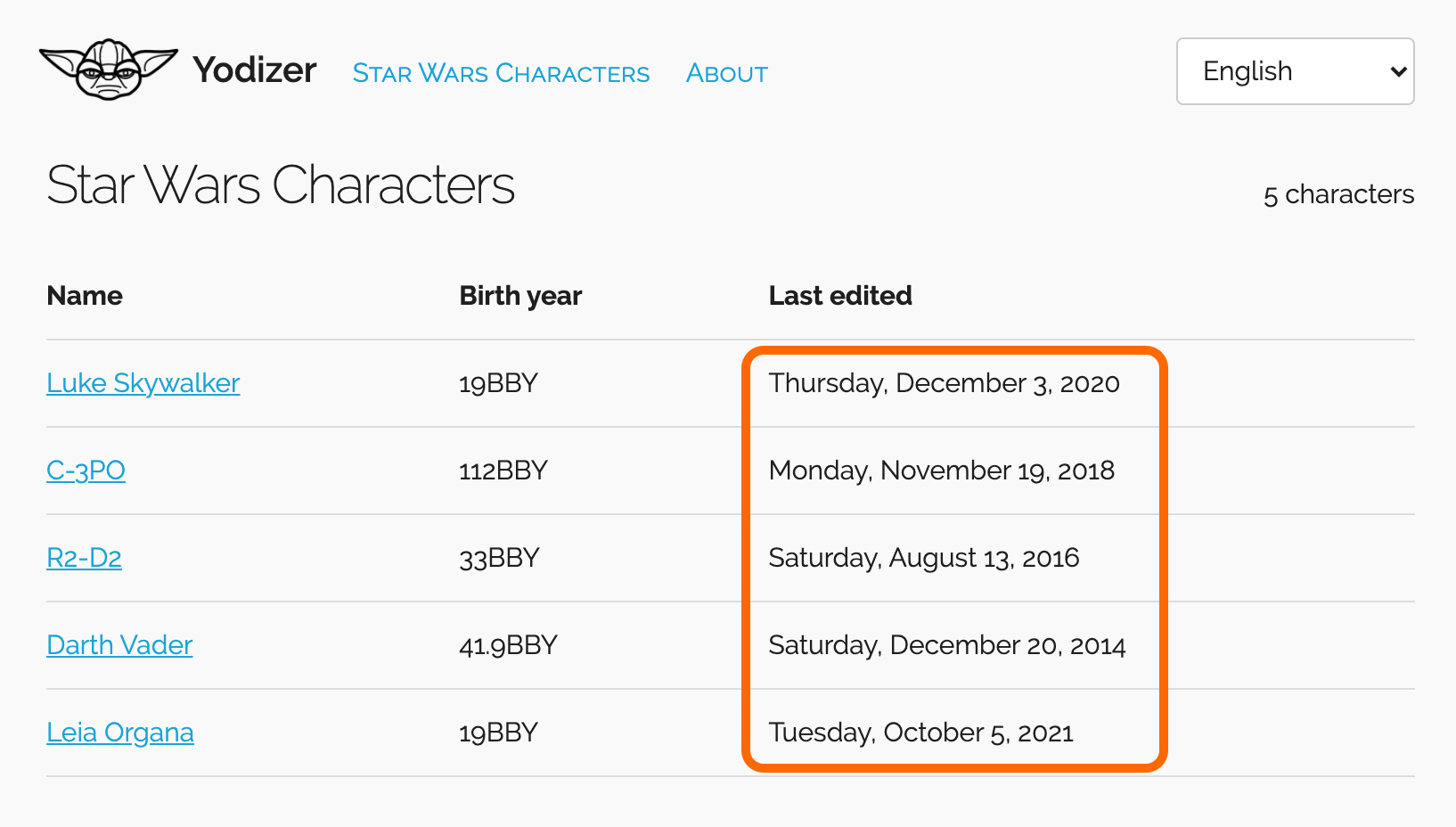 English date formats in English version of the demo app | Phrase