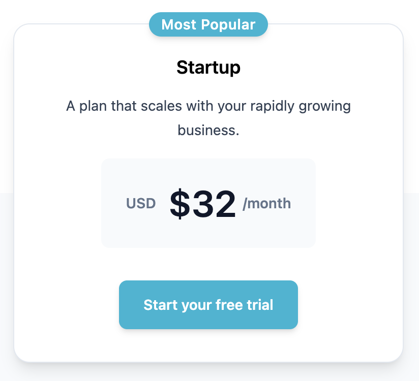 Small pricing plan component | Phrase