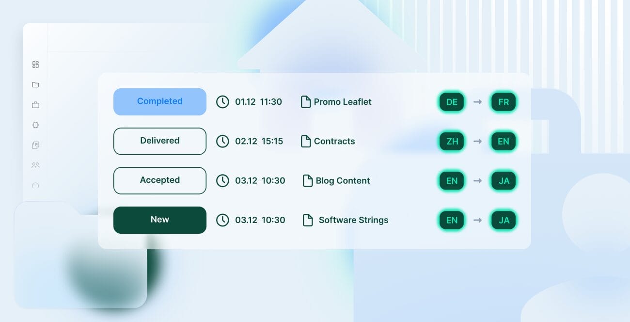 A user interface displays a dedicated workspace within Phrase TMS, with organized project tiles, language pairs, and collaboration tools—highlighting streamlined localization management in a focused, team-specific environment.