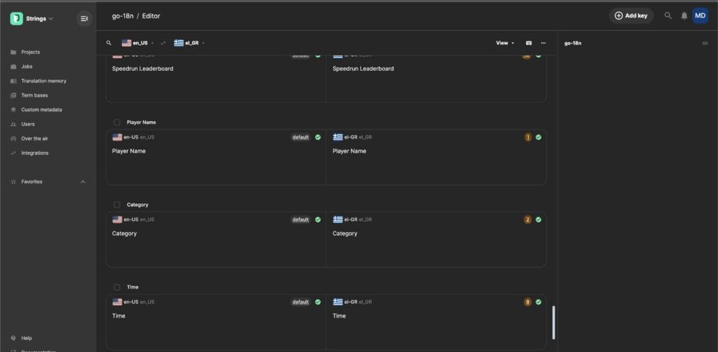 Language translation view