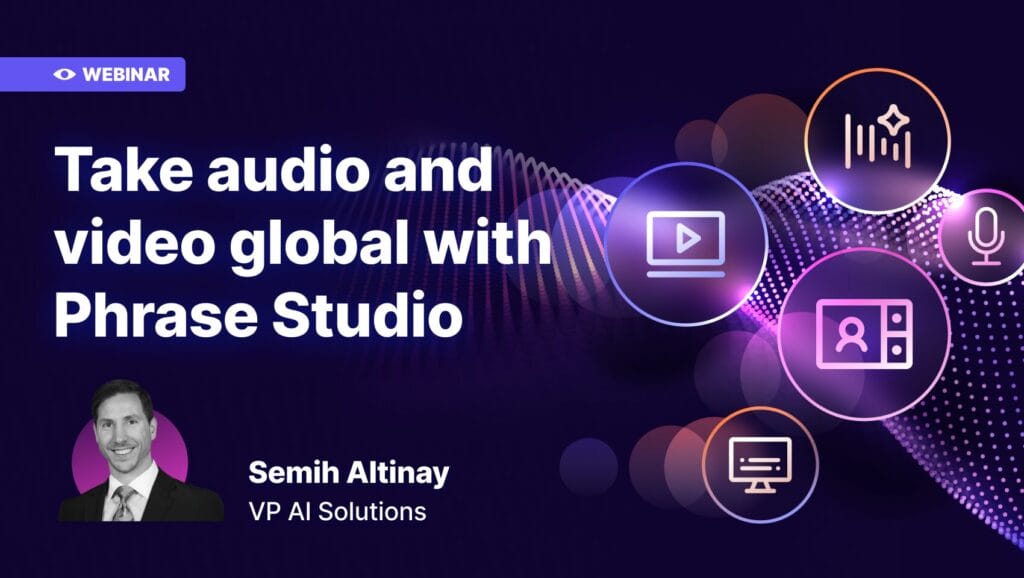 Phrase Studio webinar visual with the speaker's headshot