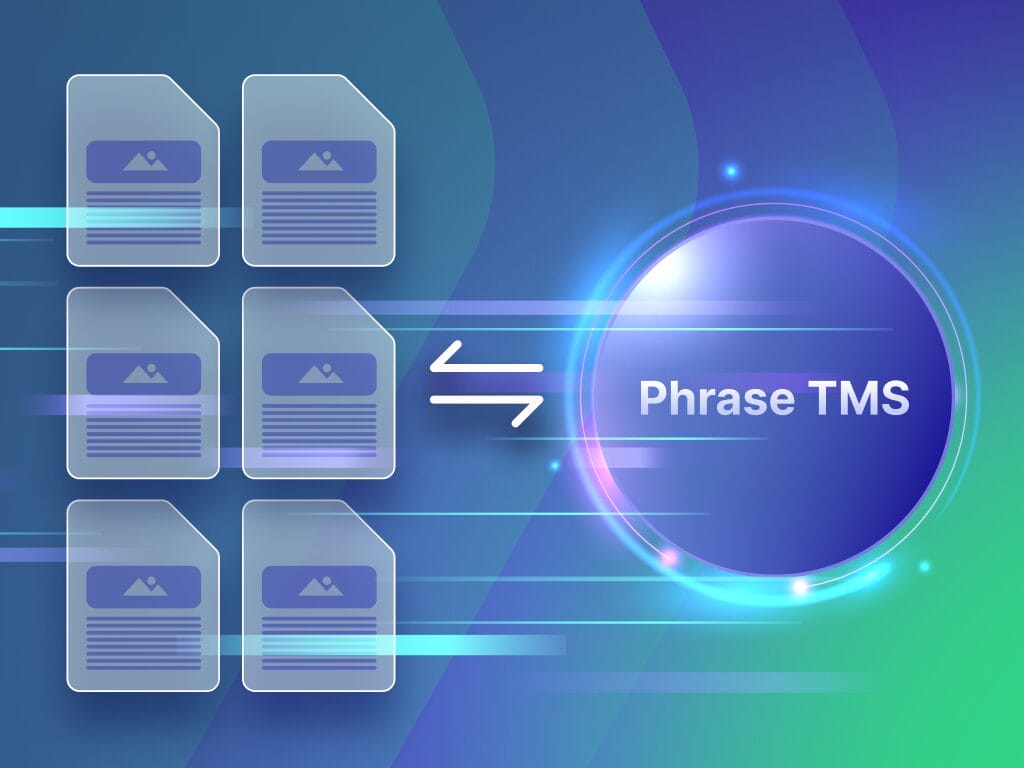 Diagram showing Phrase automated workflows for localization tasks, with steps connecting content, translation, and delivery