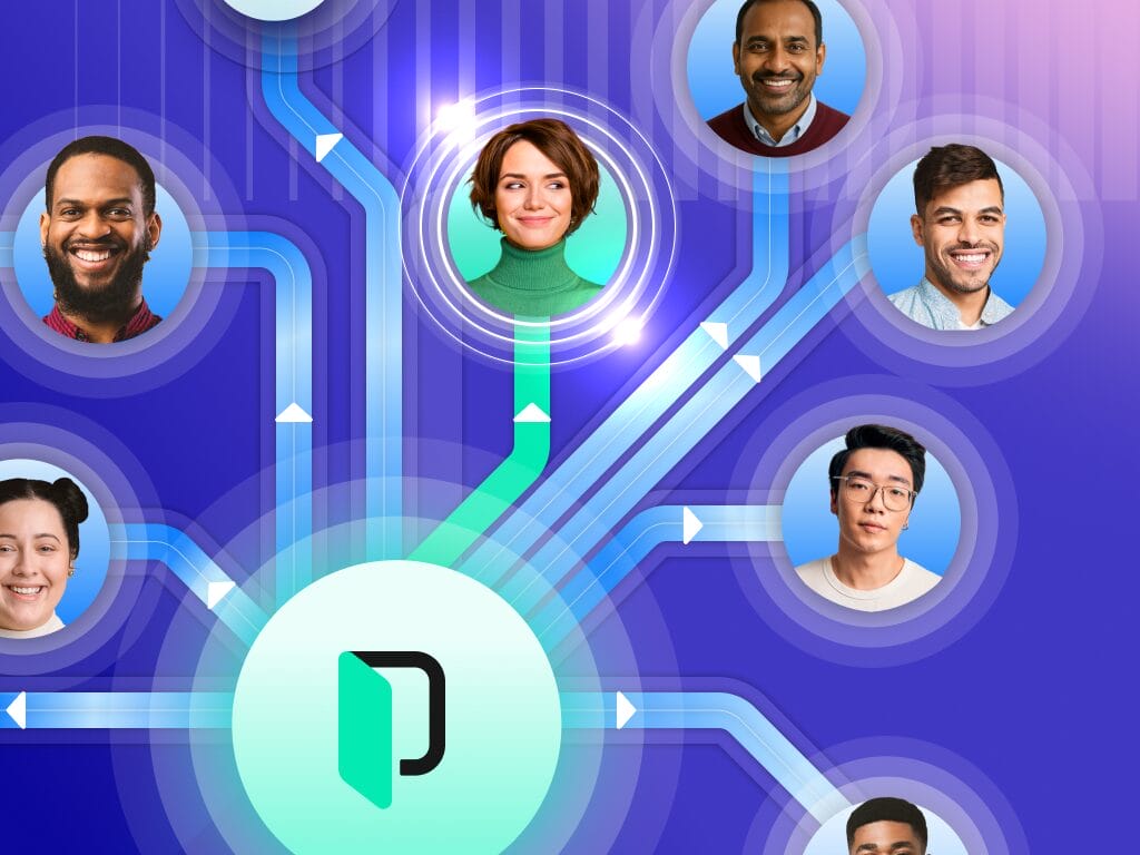 Graphic illustrating Phrase built for collaboration, showing teams working together on localization workflows.