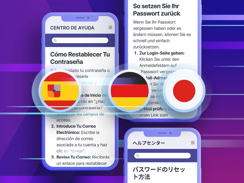 Grafik, die automatische Content-Aktualisierungen und Lokalisierung über die Phrase-Salesforce-Integration darstellt.